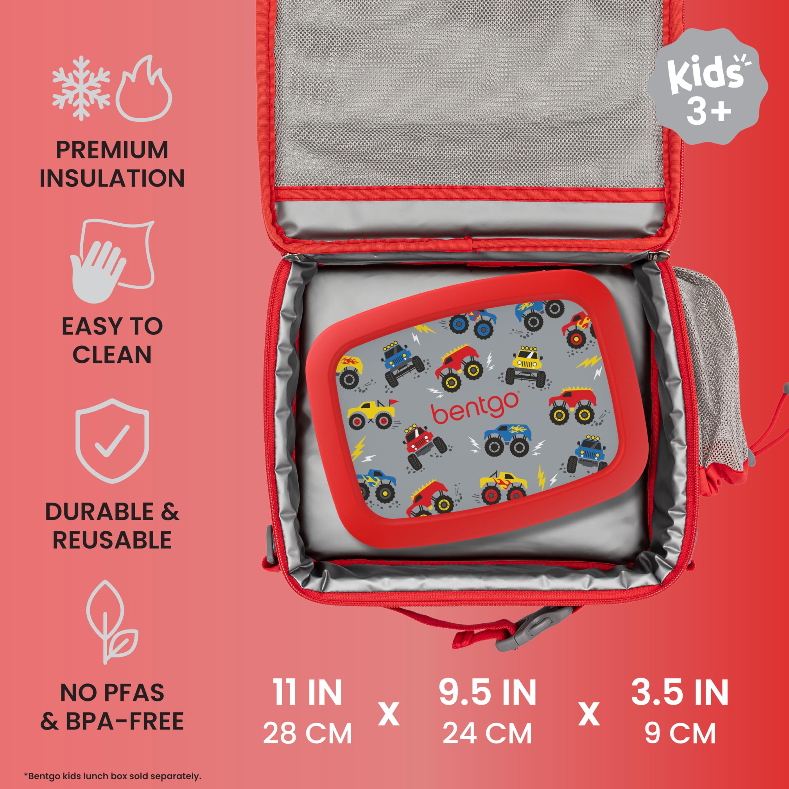 Bentgo side pocket and zipper detail showing durability and easy access