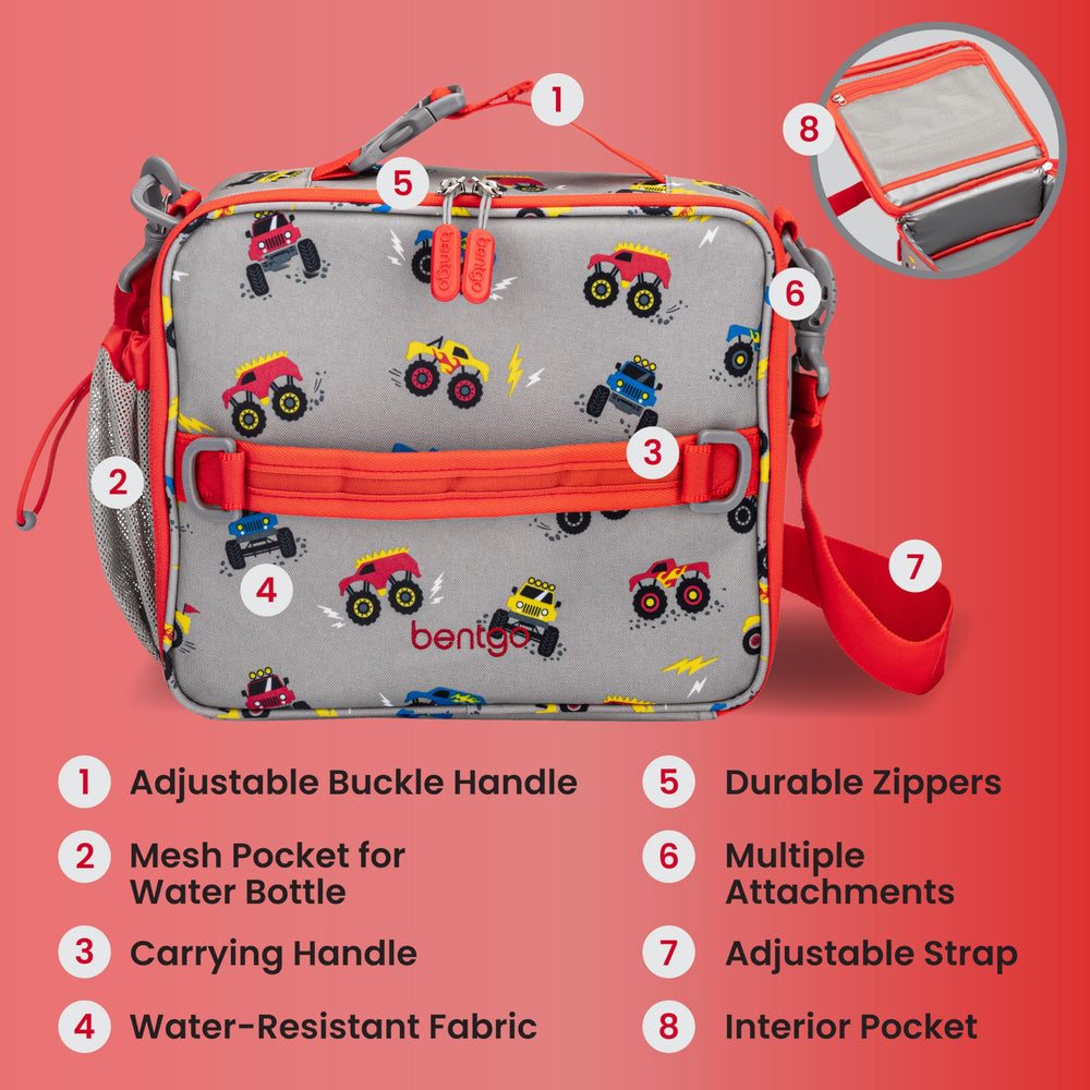 Bentgo bag beside Bentgo lunchbox showing capacity and coordinated set benefit