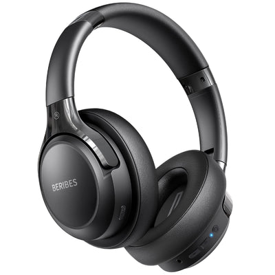 BERIBES front view folded headphones showing compact portability and storage benefit