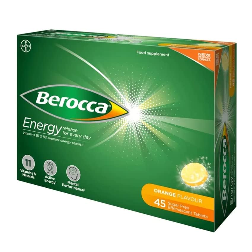Berocca caja abierta con 45 tabletas suministro prolongado visible