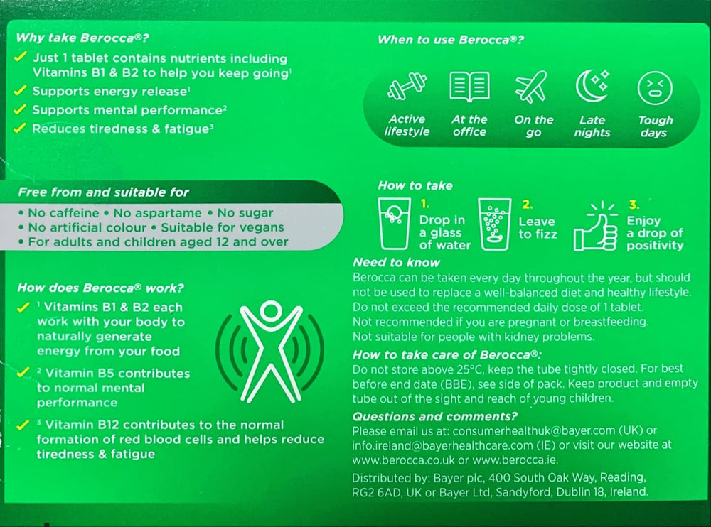 Berocca etiqueta ingredientes lista de vitaminas y minerales claros