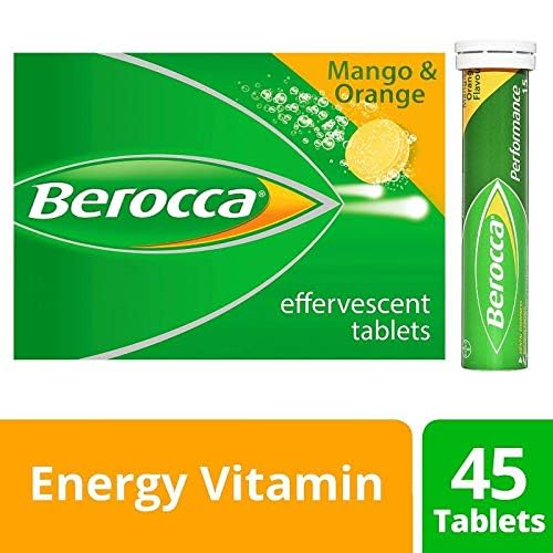 Berocca tableta efervescente en vaso produciendo bebida refrescante