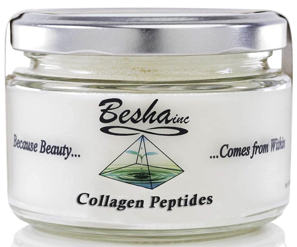 BESHA INC envase frontal del colágeno en polvo mostrando diseño y beneficio de pureza