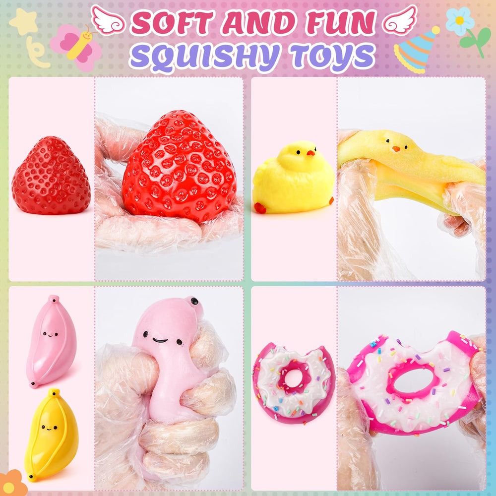 BESNEL large cat and strawberry squishies beside a coin for size reference