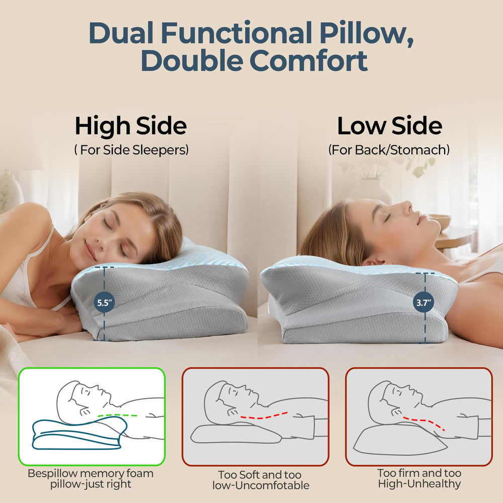 Bespillow in bed lifestyle scene showing improved sleep posture at night
