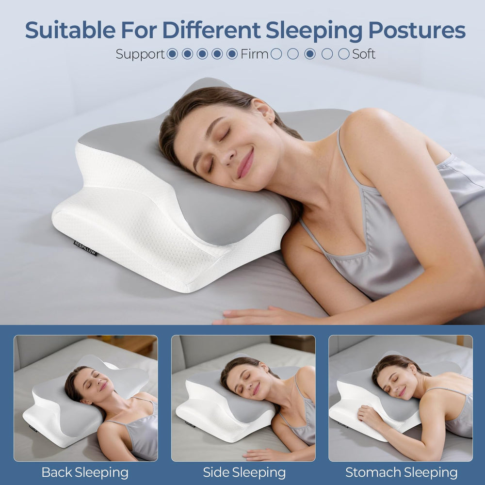 Bespillow vista superior de la forma mariposa que reparte presión y comodidad