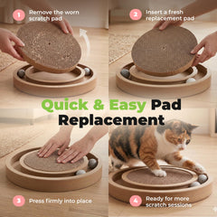 Best Pet Supplies pad instalado en Catify Spin n' Scratch restaurando el juguete
