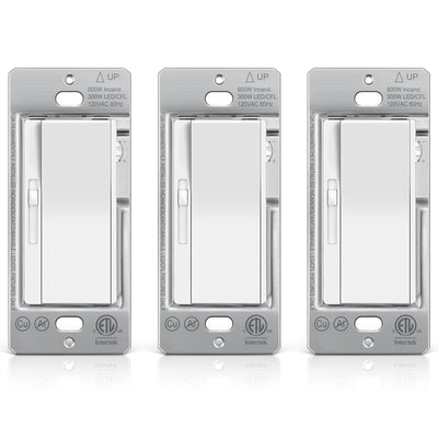 BESTTEN frente del interruptor dimmer mostrando diseño blanco y silenciador
