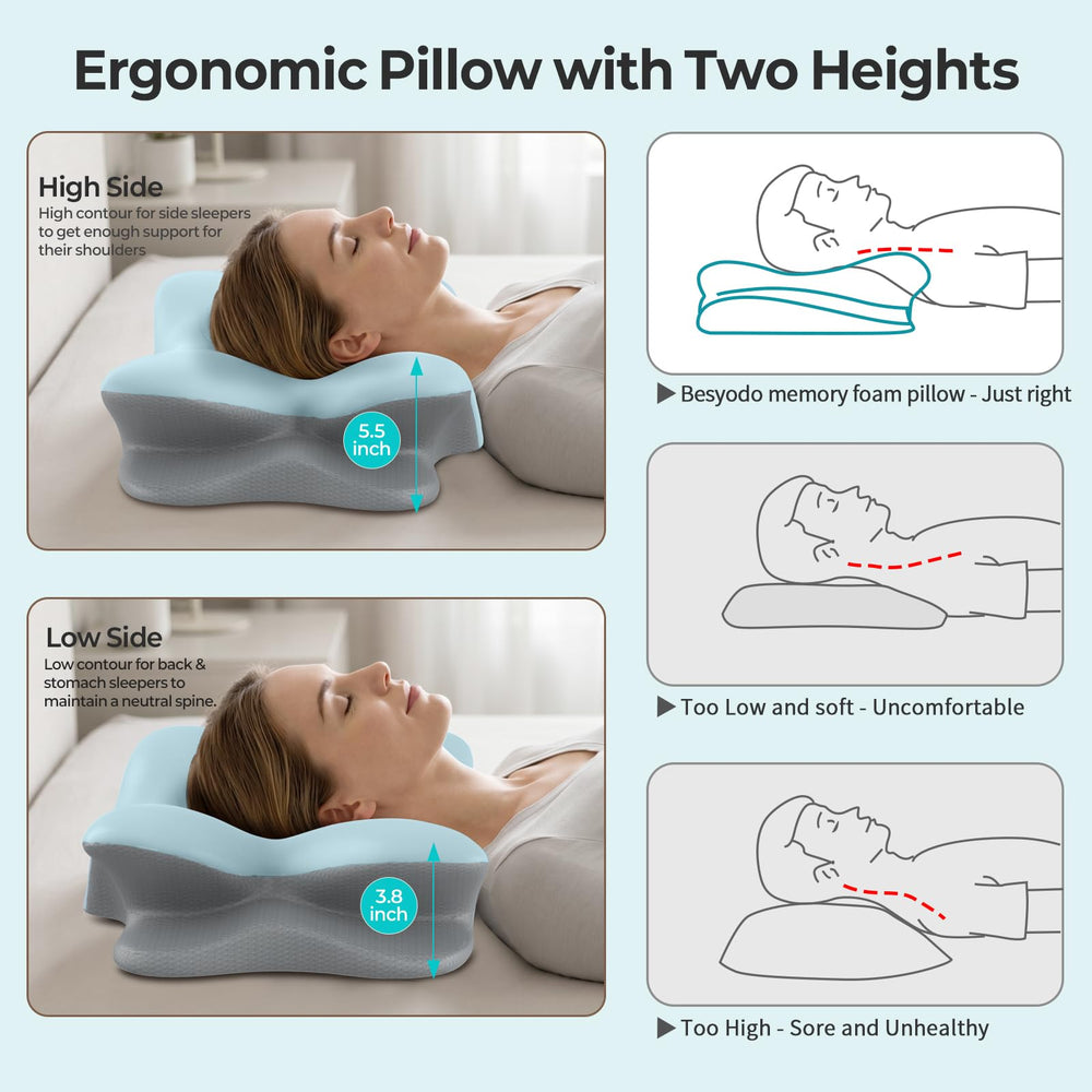 Besyodo size comparison next to ruler illustrating pillow dimensions and scale