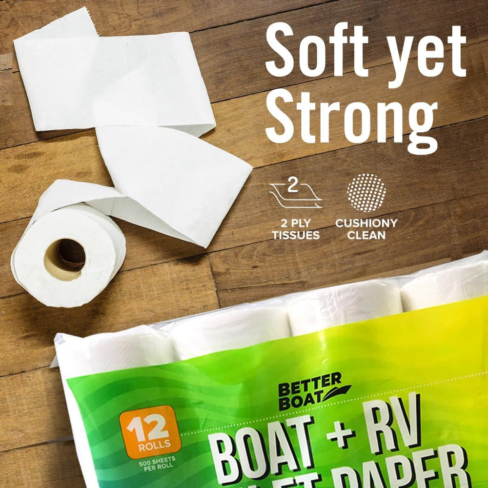 Better Boat rollo siendo usado en un baño de RV evitando atascos