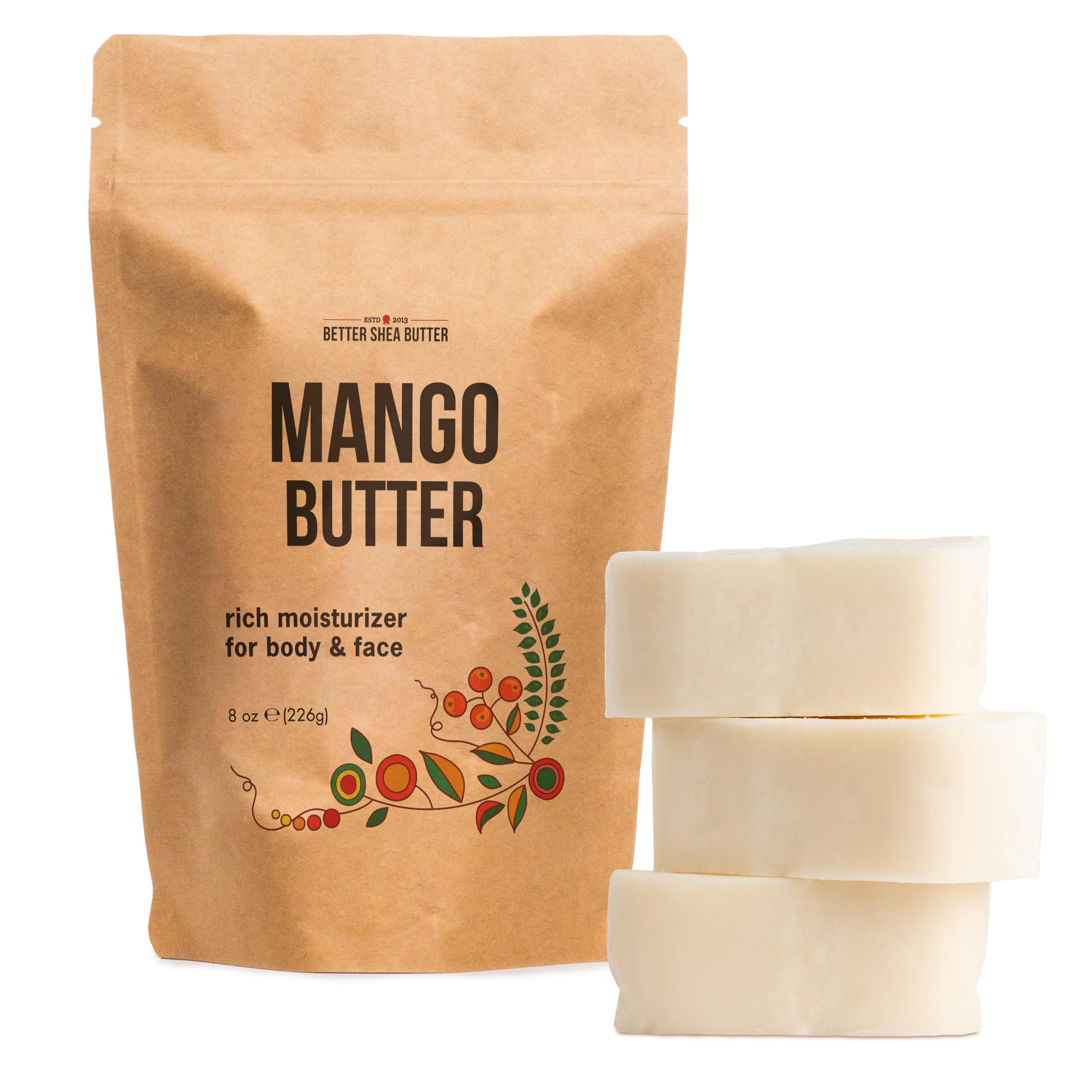 Better Shea Butter front view of mango butter block showing packaging and clean ingredient benefit