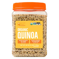 BetterBody Foods empaque frontal que muestra quinoa tricolor y beneficios nutricionales