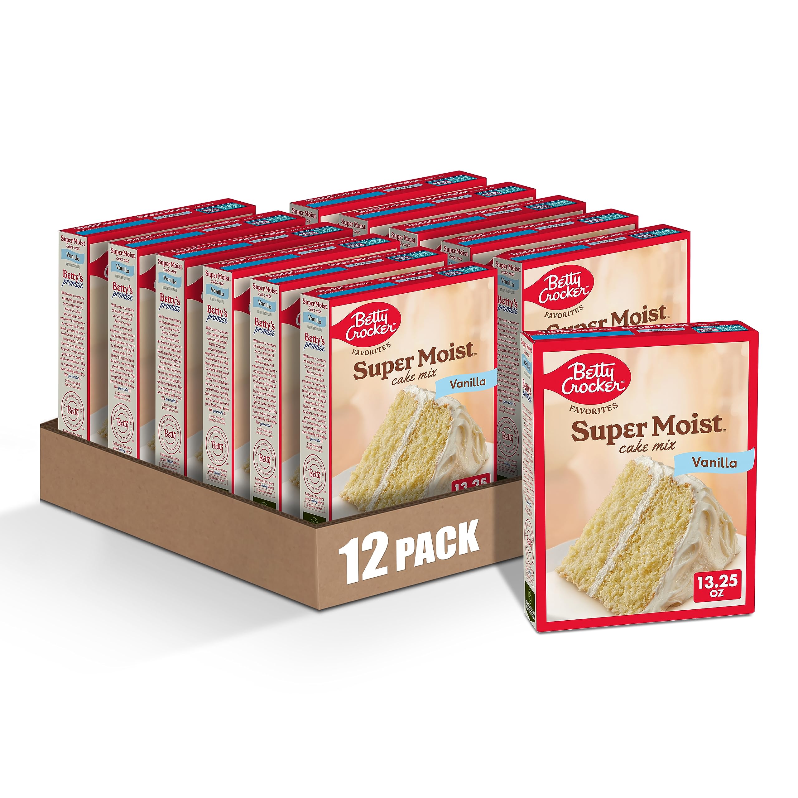 Betty Crocker frente del empaque mostrando el logo y ventaja de preparación rápida