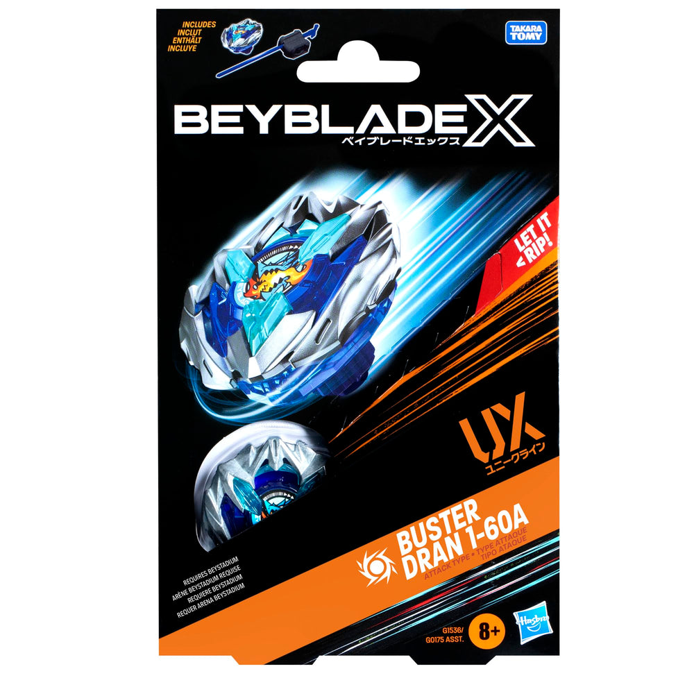 Beyblade Buster Dran primer plano del metal die-cast que añade inercia