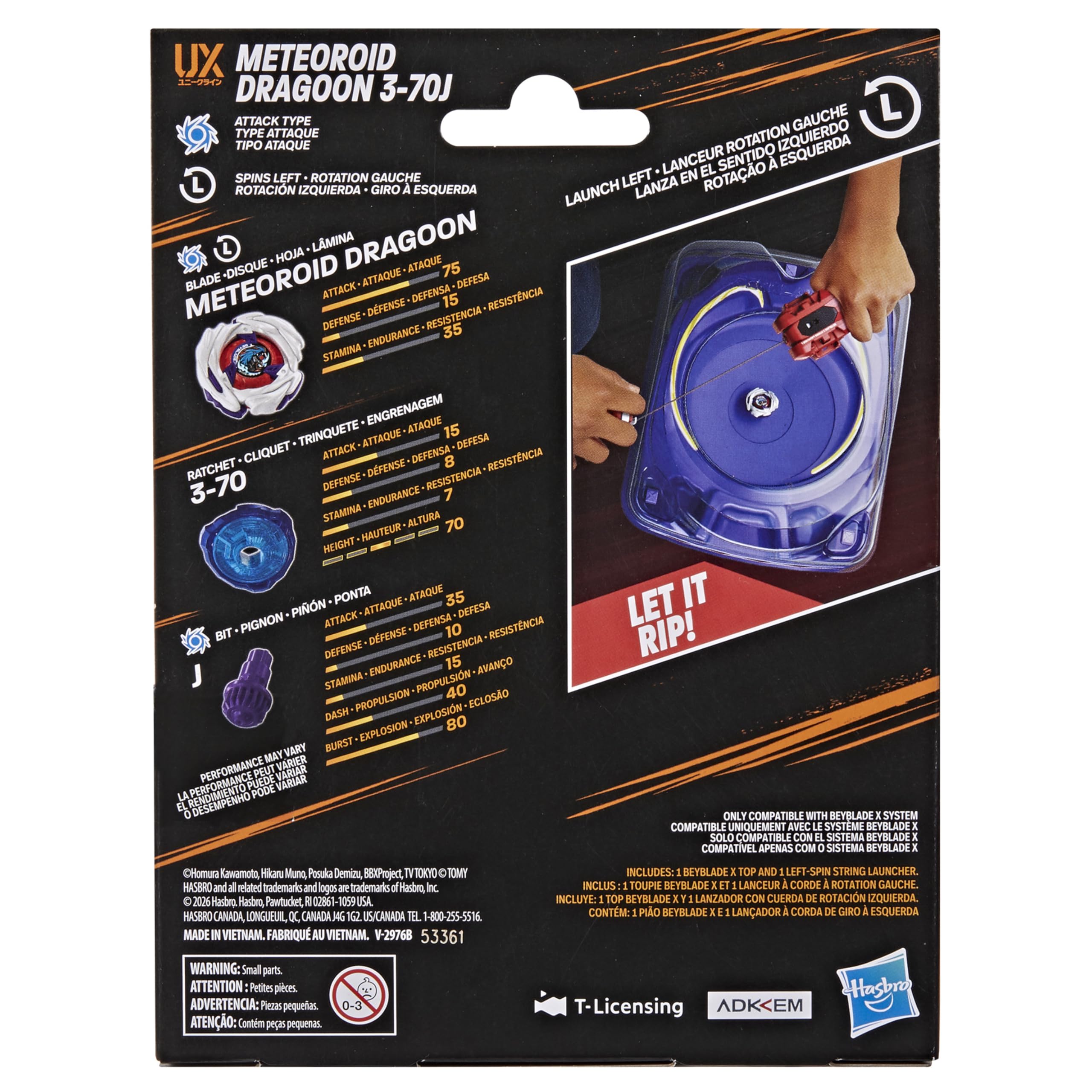 Beyblade Meteoroid Dragoon detalle metálico que aporta inercia y choque