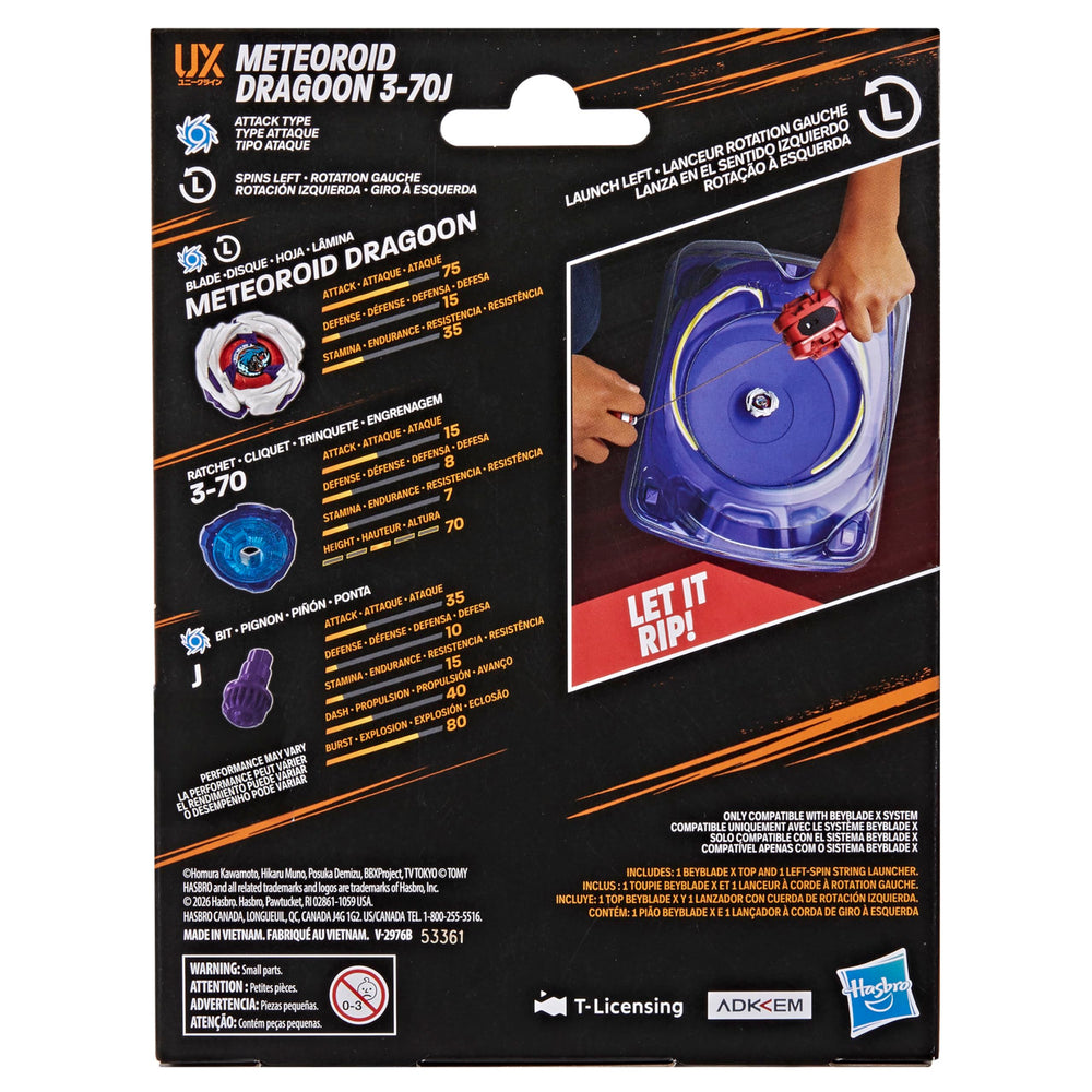 Beyblade Meteoroid Dragoon detalle metálico que aporta inercia y choque