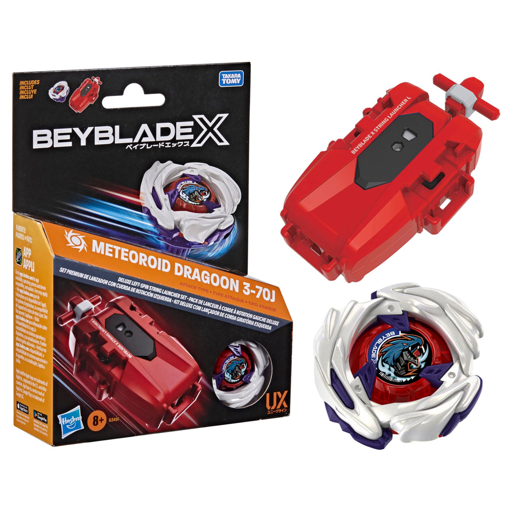 Beyblade Meteoroid Dragoon frontal mostrando diseño agresivo y potencia