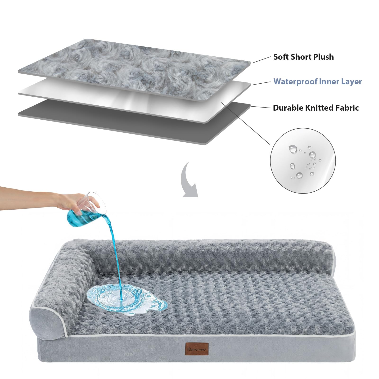BFPETHOME perro senior durmiendo cómodo en cama con respaldo