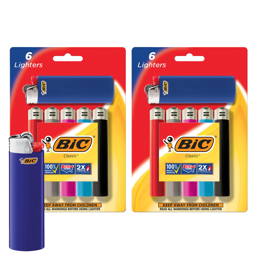 BIC encendedor paquete frontal mostrando 12 unidades y beneficio de repuestos