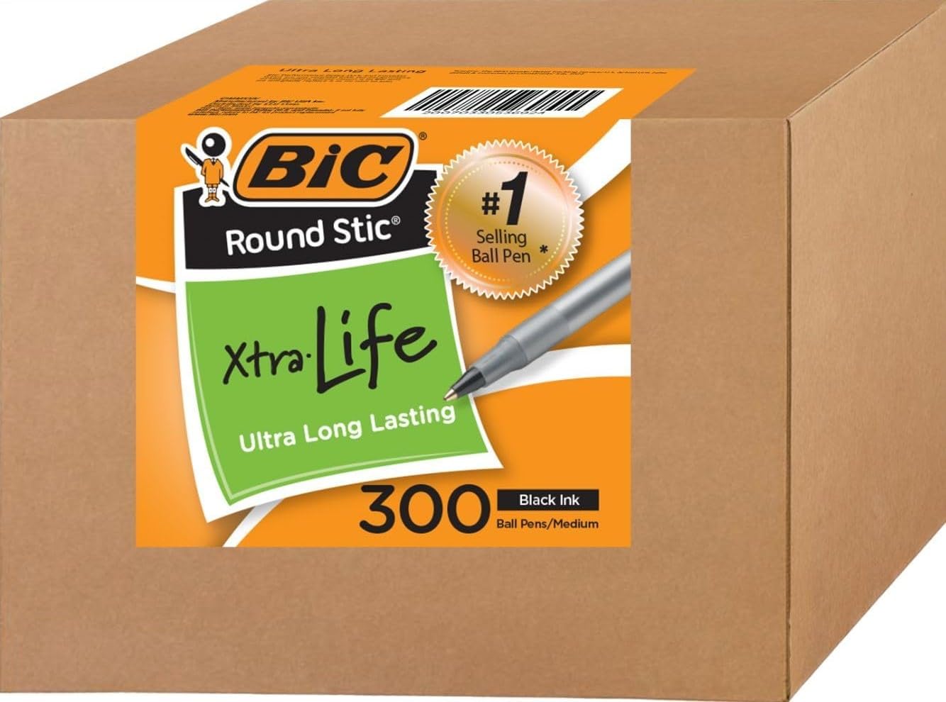 BIC bolígrafo frontal mostrando diseño y marca, escritura fiable