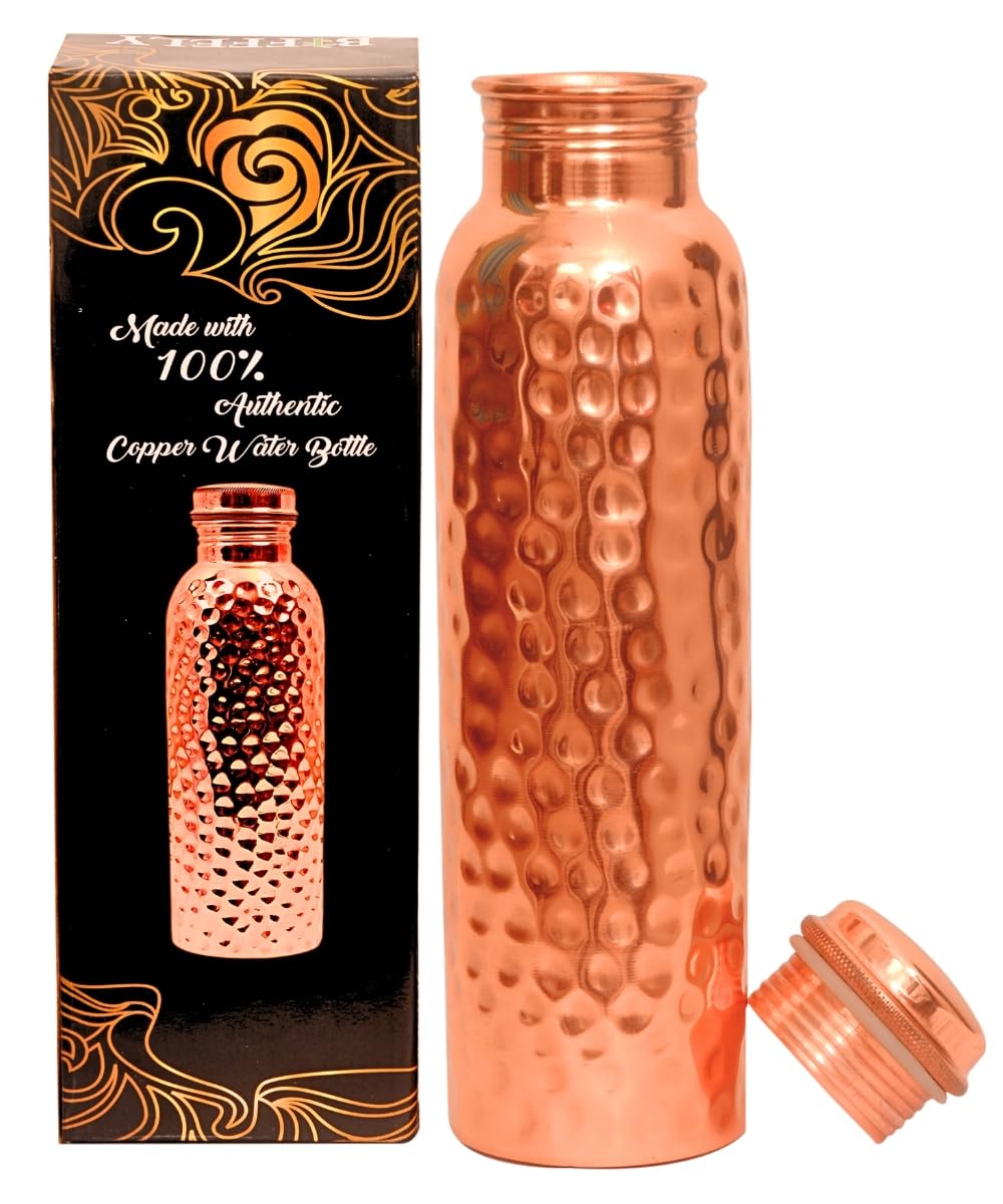 BIFFELY botella de cobre frontal mostrando diseño elegante y beneficio de durabilidad