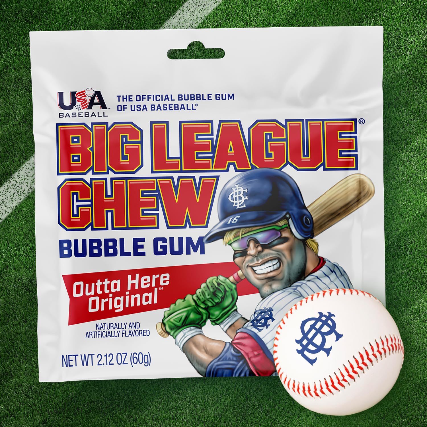 Big League Chew en uso durante un partido de béisbol para animar a fans
