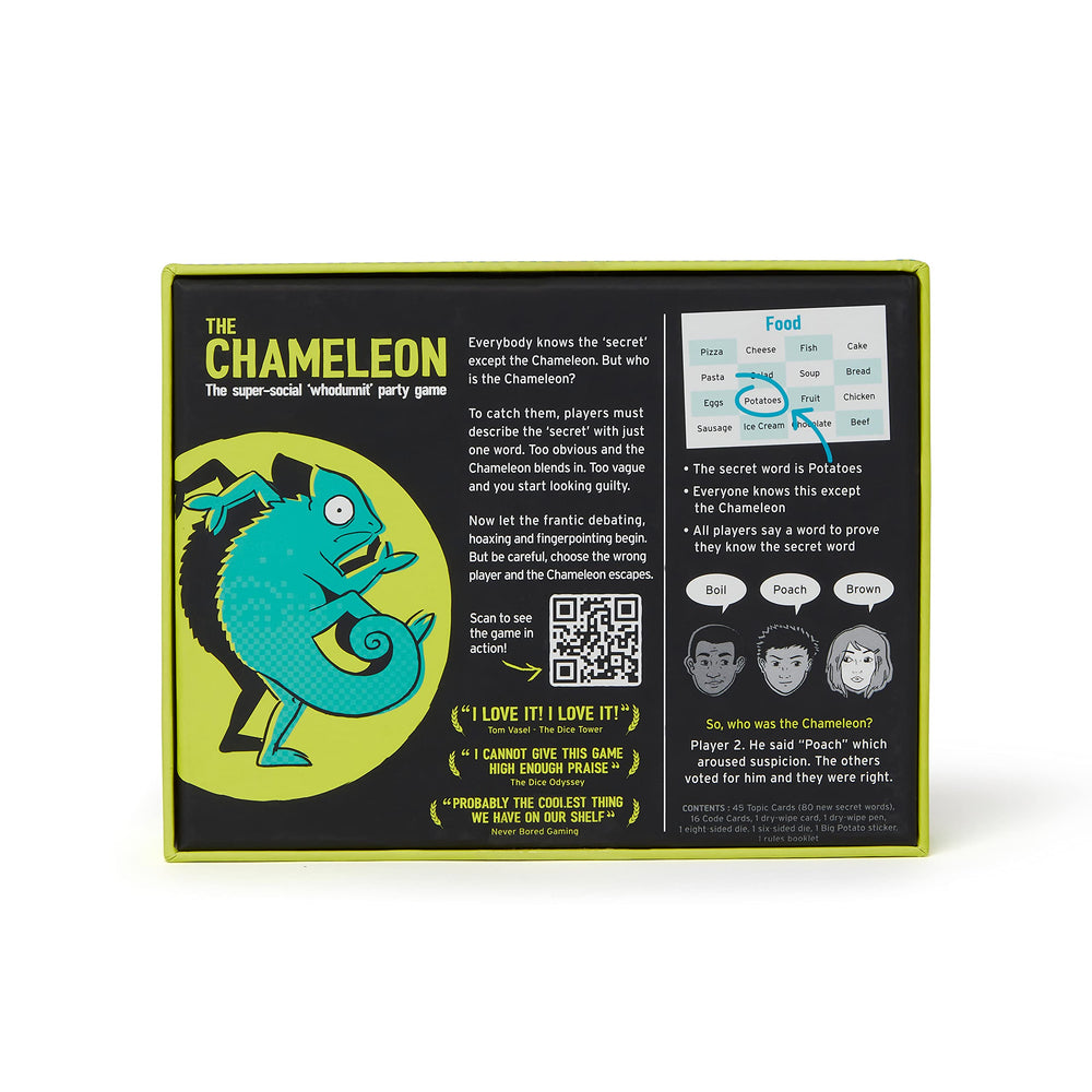 Big Potato comparación de tamaño del juego The Chameleon para llevar a reuniones