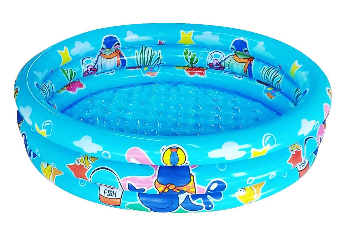 Big Summer front view of 3 rings pool showing blue color and dimensions for easy setup