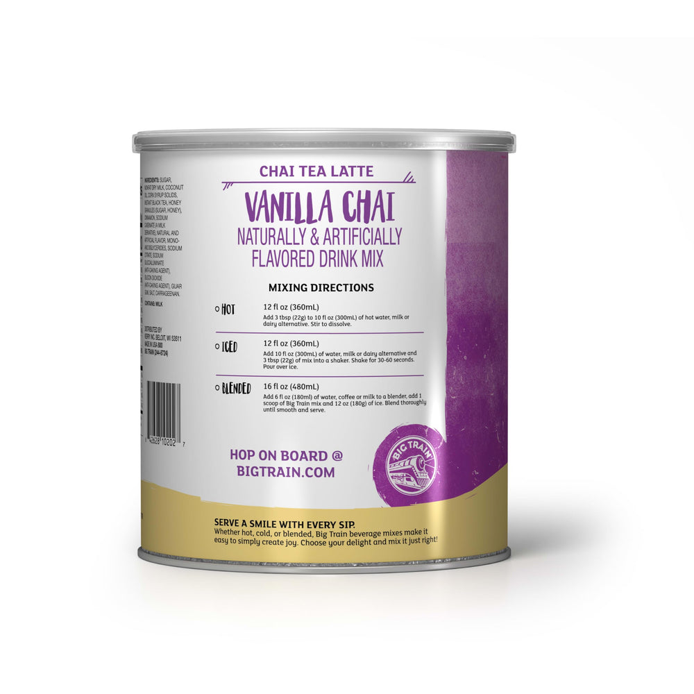 Servicio en cafetería con Big Train Vanilla Chai, ideal para entornos comerciales ocupados