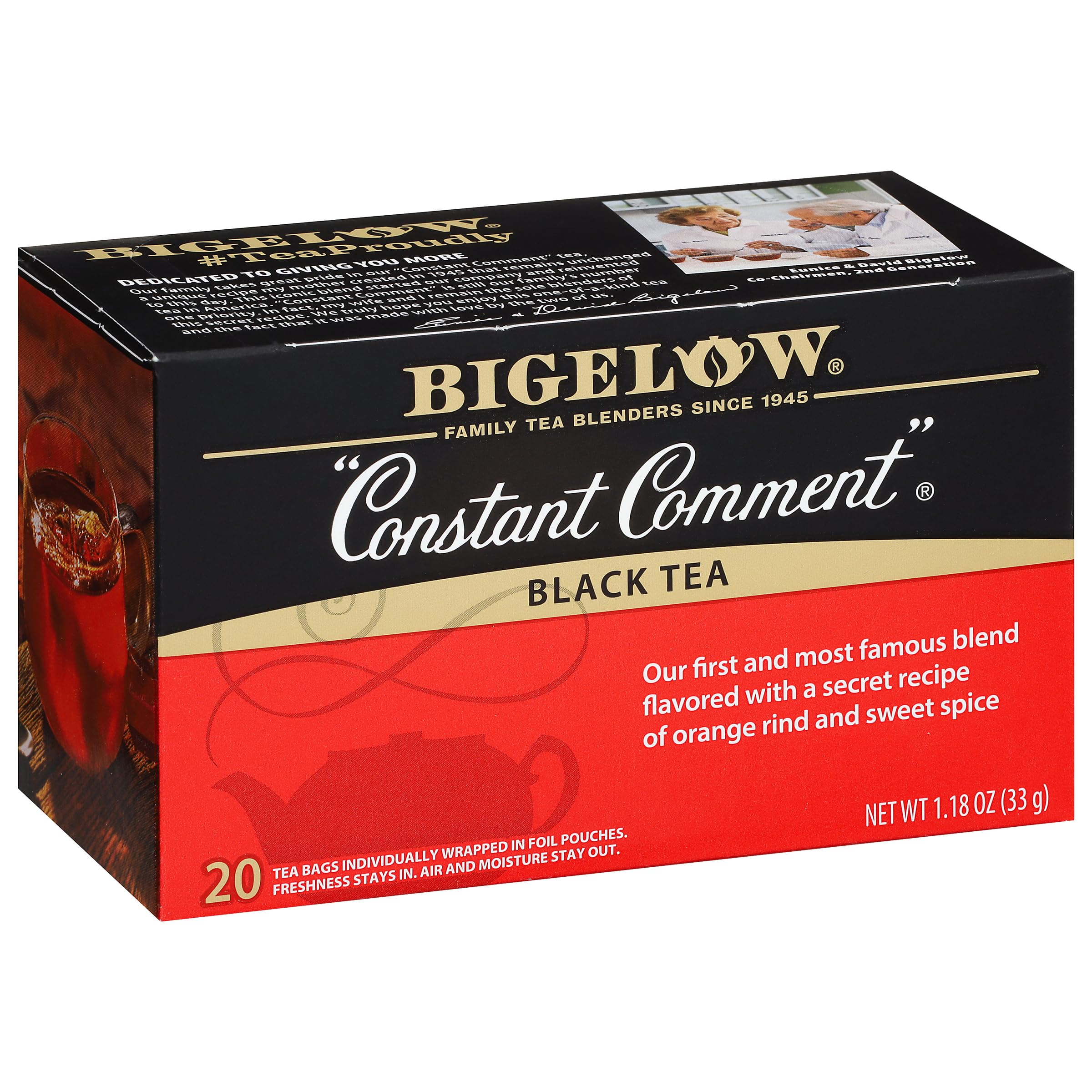Bigelow Constant Comment front box showing packaging and product identity for pantry storage
