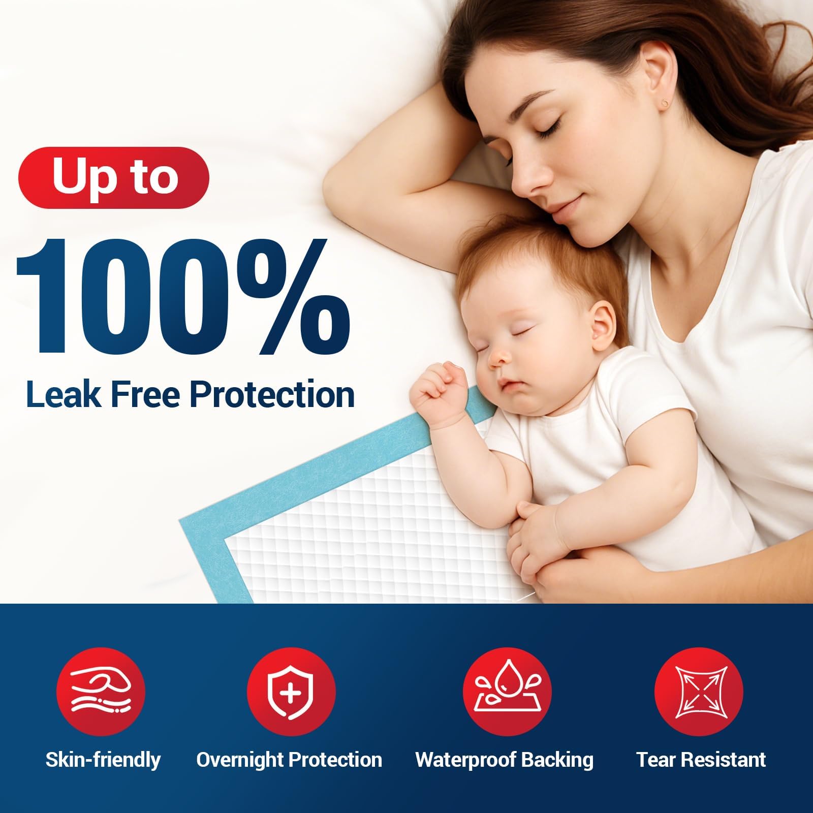 BIGGMED protector en uso sobre colchón mantiene superficie seca