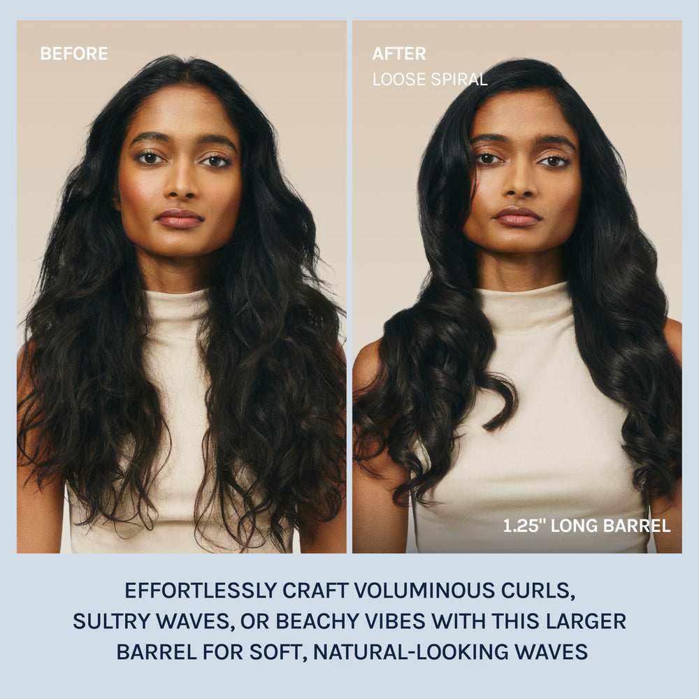 Bio Ionic en uso creando ondas sueltas en cabello largo rápidamente