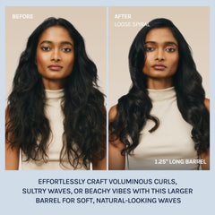 Bio Ionic en uso creando ondas sueltas en cabello largo rápidamente