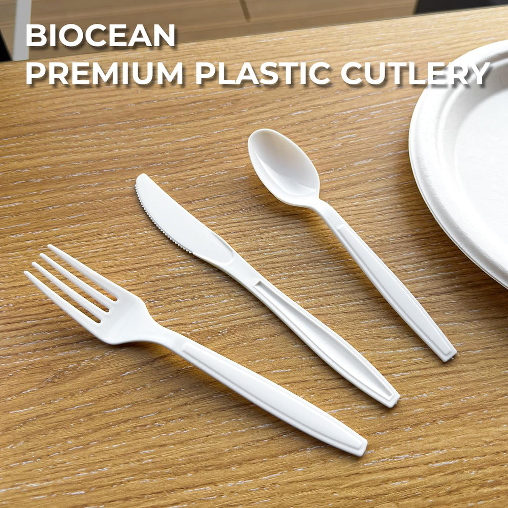 biocean tenedor en evento servido con platos y comodidad al comer