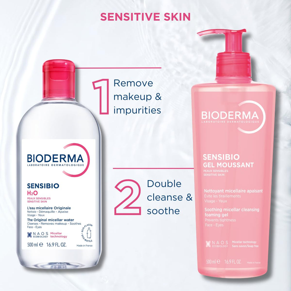 Bioderma Sensibio H2O ingredient list label showing pH-balanced soothing formula
