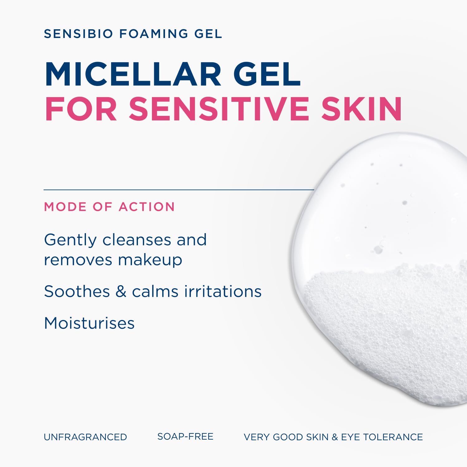 Bioderma Sensibio textura en espuma ligera que limpia suavemente
