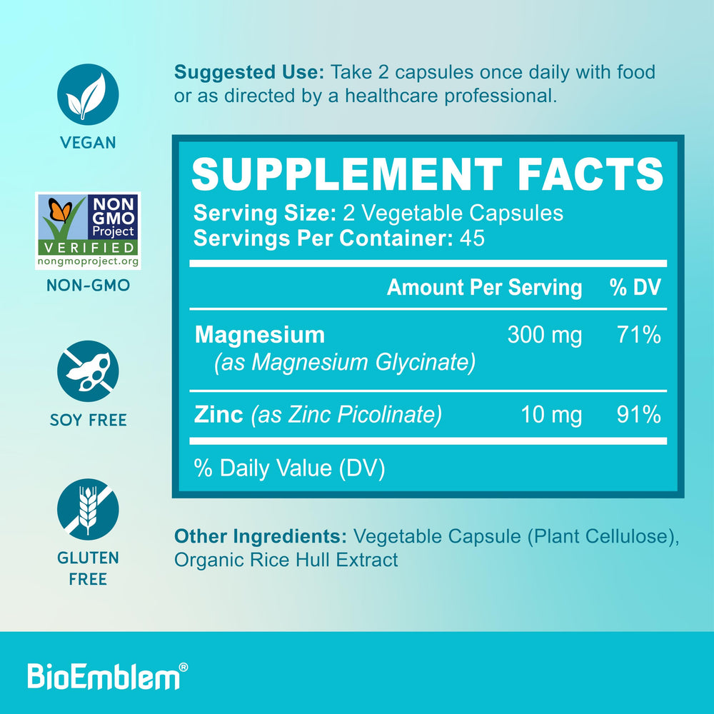 BioEmblem etiqueta nutricional con información de dosis y pureza