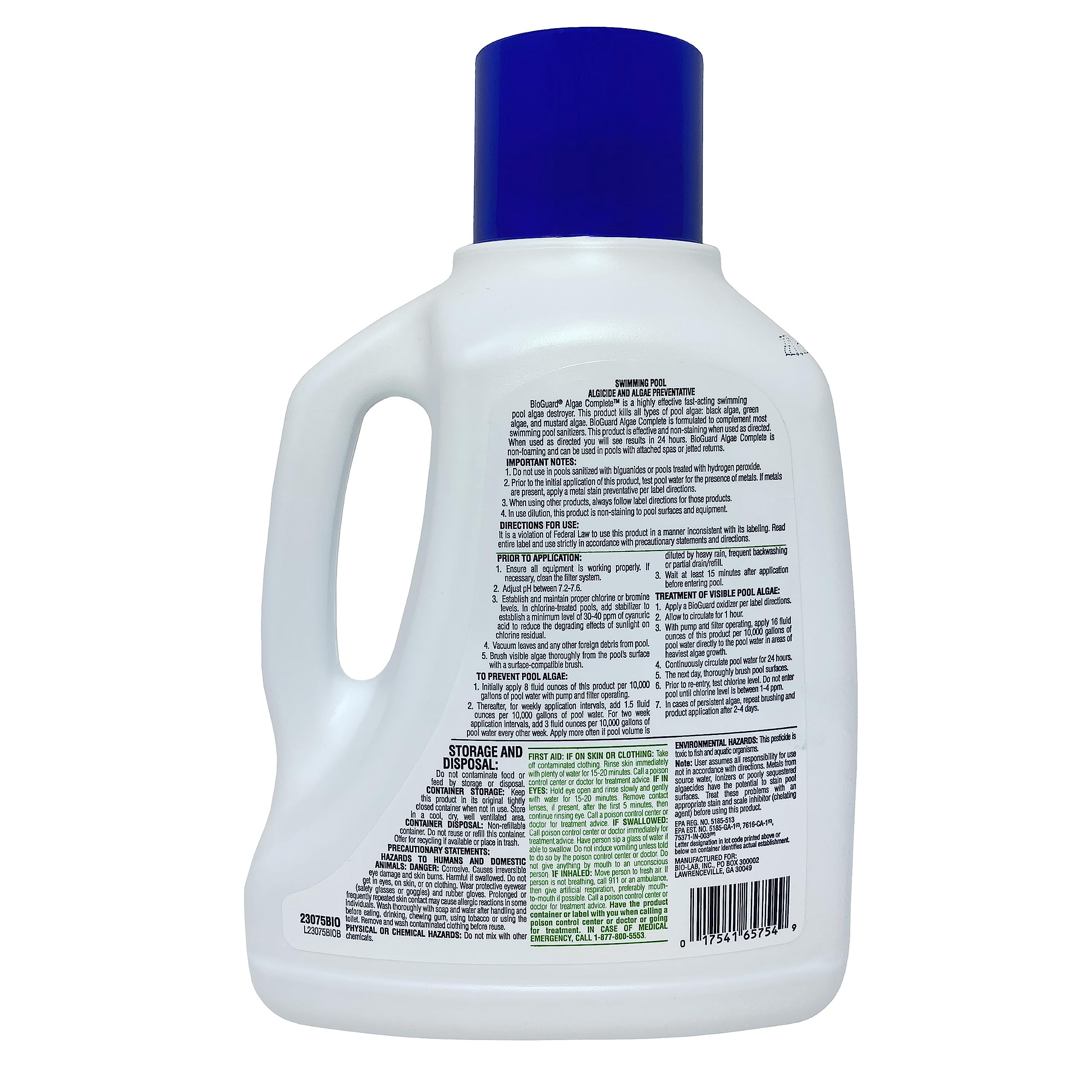 BioGuard detalle de dosificador y líquido claro, facilita medición precisa