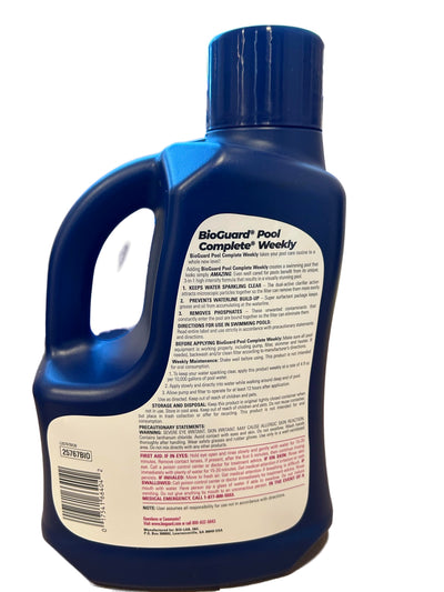 BioGuard label close-up highlighting formula details and dosing information for quick reference