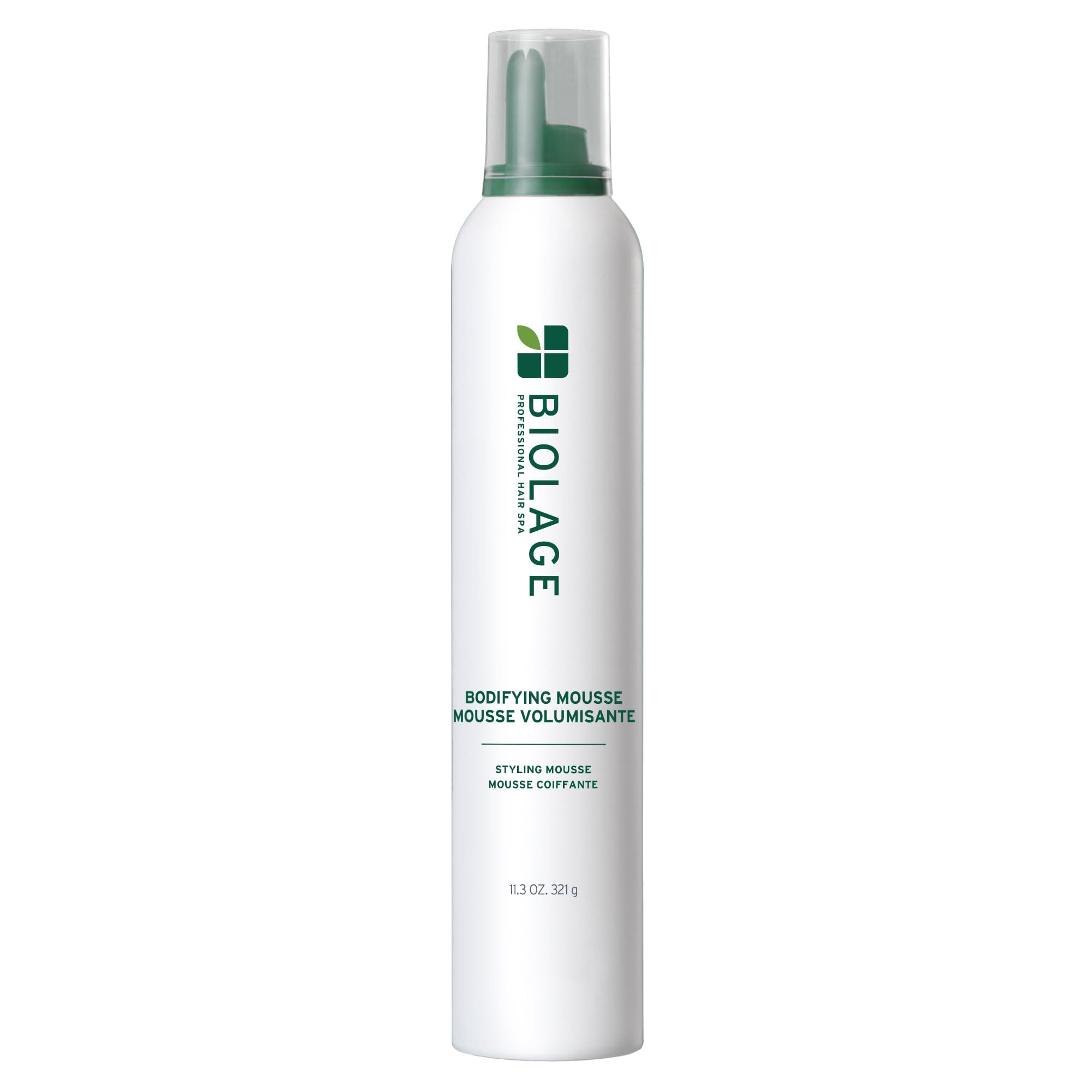 Biolage bote frontal de Bodifying Mousse mostrando diseño y beneficio de volumen
