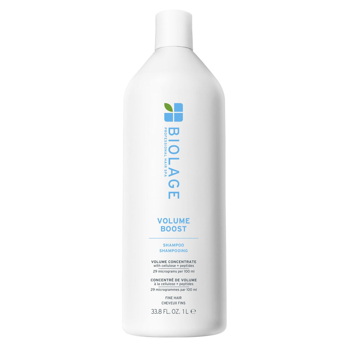 Biolage botella frontal Volume Boost muestra volumen de raíz