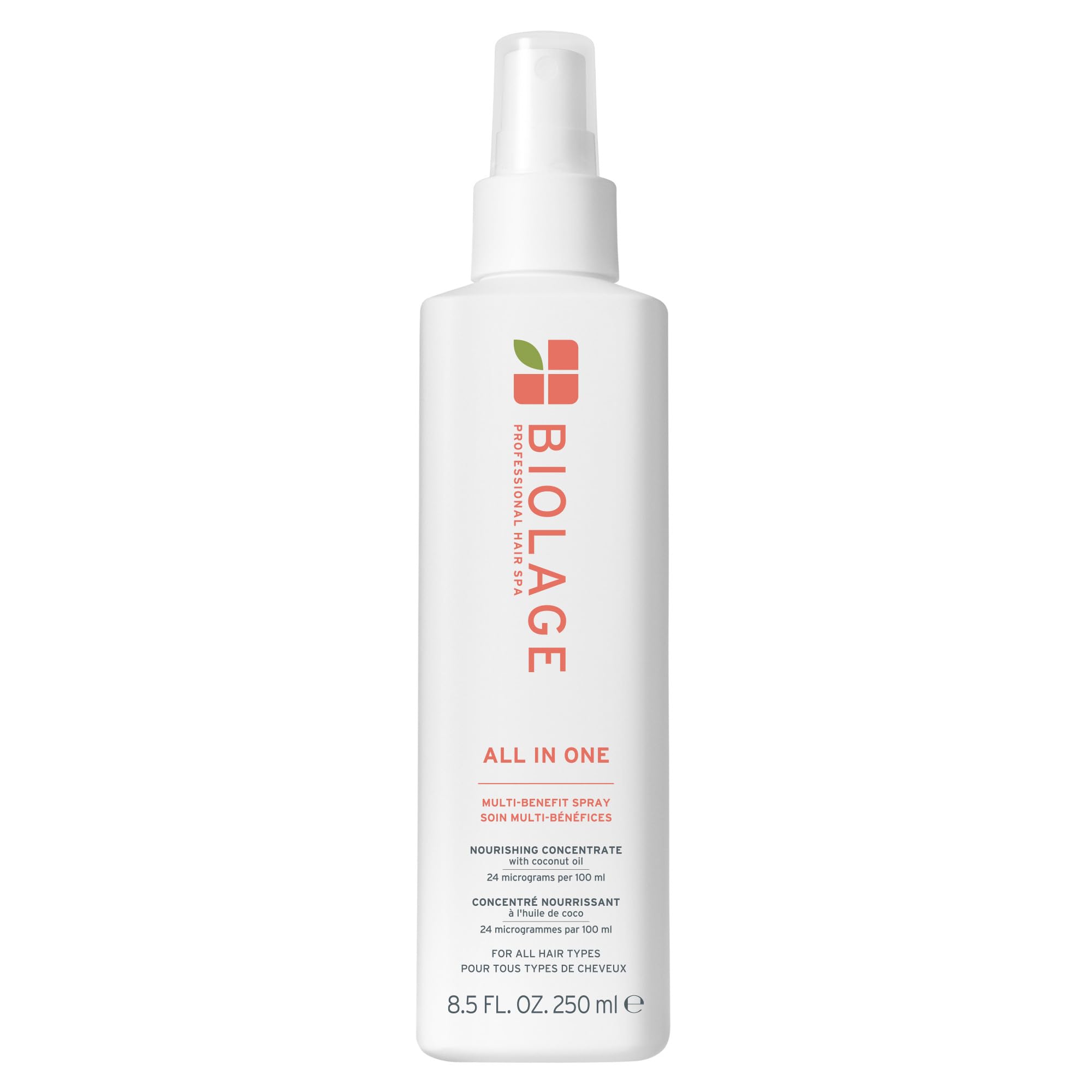 Biolage envase frontal mostrando el spray y beneficios de uso