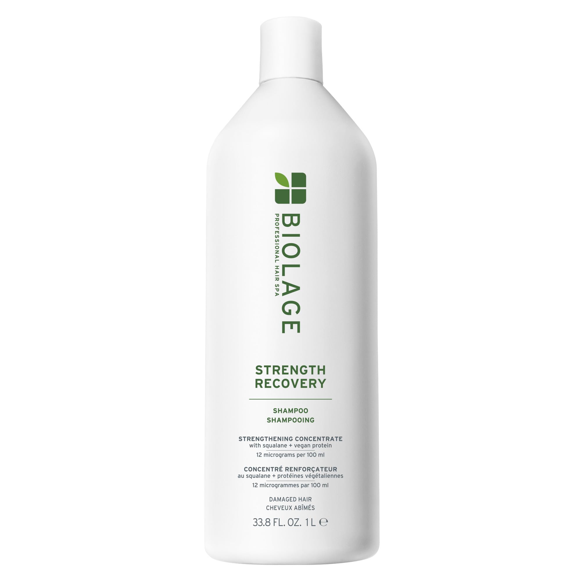 Biolage envase frontal mostrando el champú grande y su beneficio fortalecedor