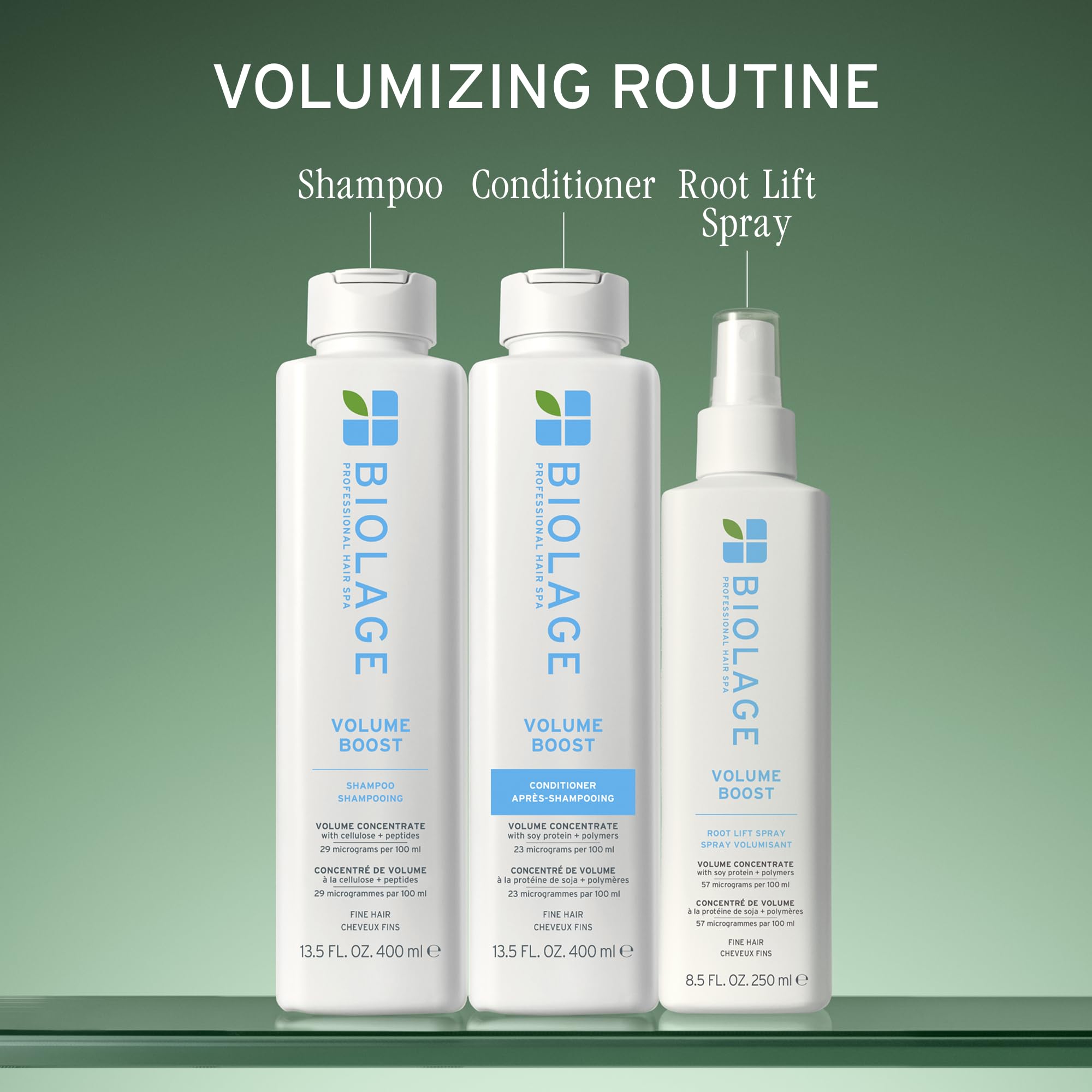 Biolage tamaño 13.5 oz junto a objetos cotidianos para escala clara
