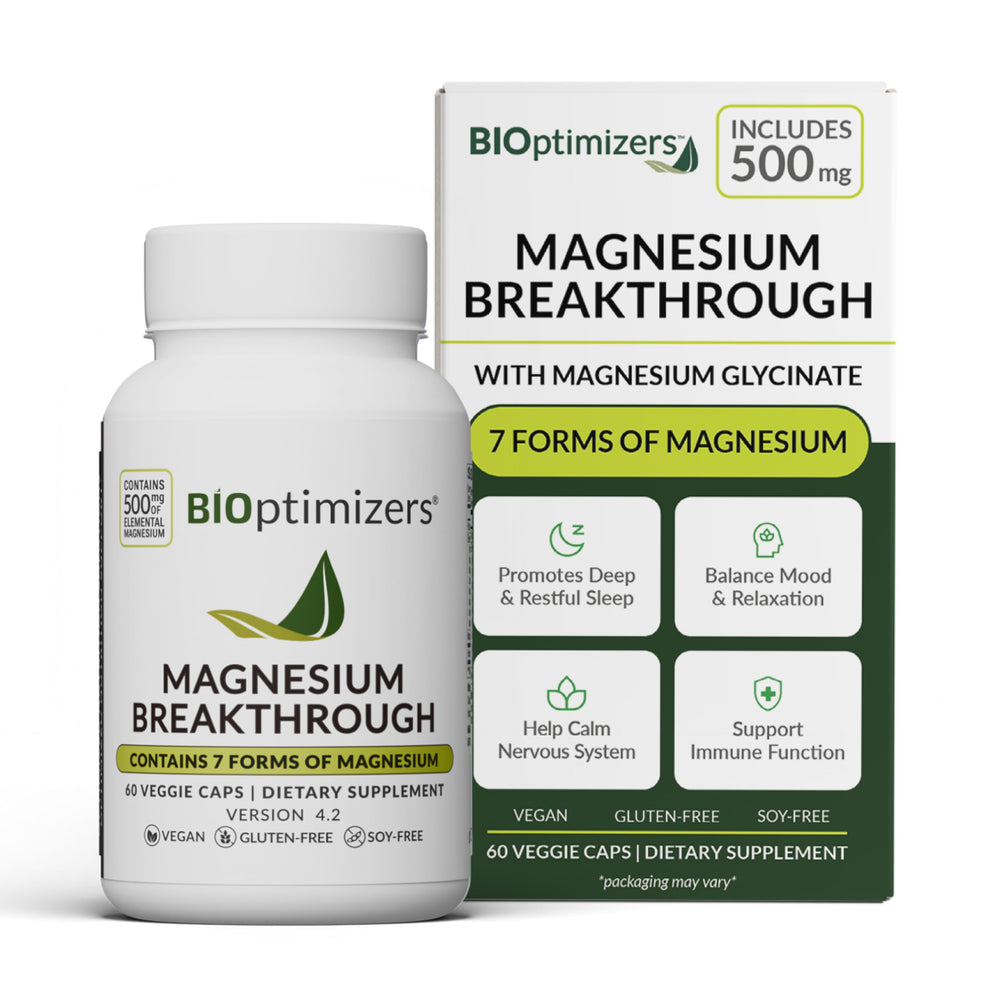 BIOptimizers envase frontal mostrando 7 formas de magnesio y beneficio de apoyo natural