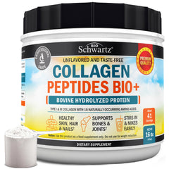 BioSchwartz envase frontal del colágeno sin sabor, aporta confianza de marca