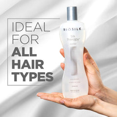 BioSilk en cabello seco con acabado brillante y control del frizz