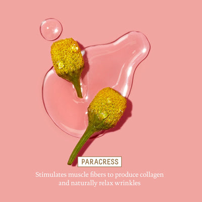 BIOSSANCE pink marine algae ingredient vial showing natural extract benefit: smooths fine lines