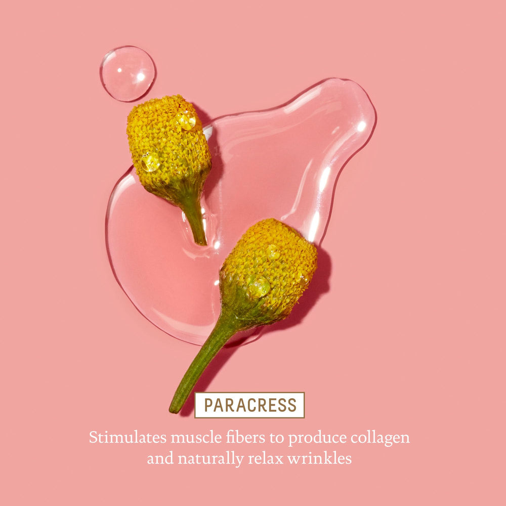 BIOSSANCE pink marine algae ingredient vial showing natural extract benefit: smooths fine lines