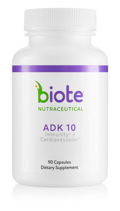 Biote ADK 10 front packaging showing bottle and clear labeling benefit consistency